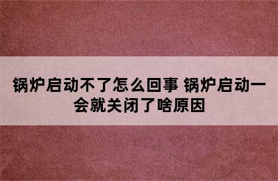 锅炉启动不了怎么回事 锅炉启动一会就关闭了啥原因